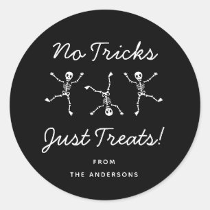 Zwart & Wit Hand Getekend Skelet Halloween Ronde Sticker