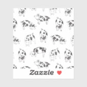 Zwart & wit hand getekend varken koe vlekken patro sticker (Vel)