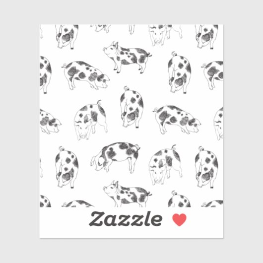 Zwart & wit hand getekend varken koe vlekken patro sticker (Vel)