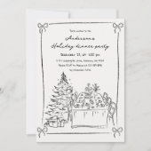 Zwart & Wit Hand Getekend Xmas Kerstfeest Kaart (Voorkant)