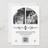 Zwart & Wit Hand Getekende Boog QR Code Foto Bruil Kaart (Achterkant)