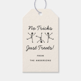 Zwart & Wit Hand Getekende Skelet Halloween Cadeaulabel