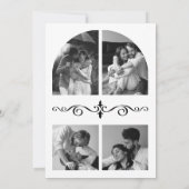 Zwart & Wit Hand Getekende Strik Foto Bruiloft Save The Date (Achterkant)