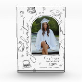 Zwart Wit Hand Getrokken Afstuderen Fotoblok (Voorkant)