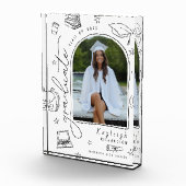 Zwart Wit Hand Getrokken Afstuderen Fotoblok (Rechts)