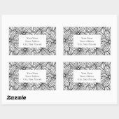 Zwart-wit Hand getrokken bloemen Labels (Vel)