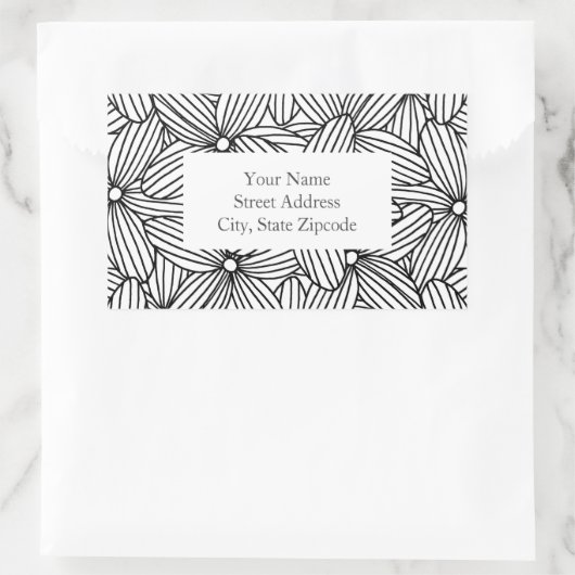 Zwart-wit Hand getrokken bloemen Labels (Tas)