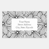 Zwart-wit Hand getrokken bloemen Labels (Voorkant)