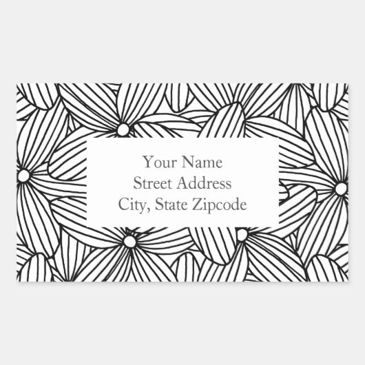 Zwart-wit Hand getrokken bloemen Labels (Voorkant)