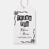 Zwart & Wit Hand Getrokken Boog Huwelijk Cadeaulabel (Voorkant)