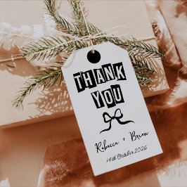 Zwart & Wit Hand Getrokken Boog Huwelijk Cadeaulabel