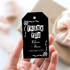 Zwart & Wit Hand Getrokken Boog Huwelijk Cadeaulabel