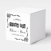 Zwart & Wit Hand Getrokken Bow Schets Huwelijk Bedankdoosjes (Voorkant Zijde)