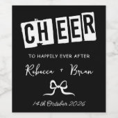 Zwart & Wit Hand Getrokken Bow Schets Huwelijk Wijn Etiket (Enkel label)