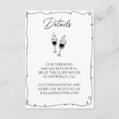 Zwart-wit Hand getrokken bruid en bruidegom Detail Informatiekaartje (Voorkant)