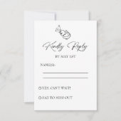 Zwart-wit Hand getrokken bruiloft RSVP Kaartje (Voorkant)