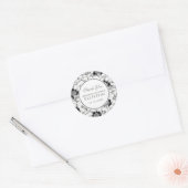 Zwart & Wit Hand getrokken Floral | Dank u Ronde Sticker (Envelop)