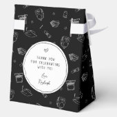 Zwart Wit Hand Getrokken Gepersonaliseerd Afstuder Bedankdoosjes (Achterkant)