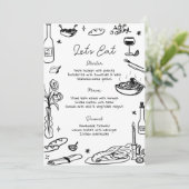 Zwart-wit Hand getrokken grillige bruiloft Menu (Staand voorkant)