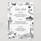 Zwart-wit Hand getrokken grillige bruiloft Menu (Voorkant)