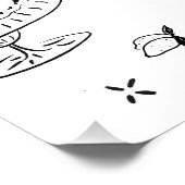 Zwart-wit Hand getrokken grillige bruiloft Perfect Poster (Hoek)