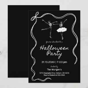 Zwart-wit Hand getrokken Halloween Party Kaart