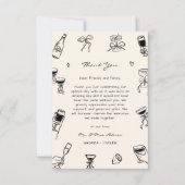 Zwart Wit Hand Getrokken Huwelijk Save the Date Fo Bedankkaart (Voorkant)