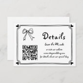 Zwart-wit Hand getrokken krabbel bruiloft Informatiekaartje (Voorkant / Achterkant)