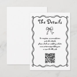 Zwart, wit Hand getrokken kronkelende grillige bru Informatiekaartje