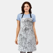 Zwart-wit Hand getrokken Protea Schort (Gedragen)