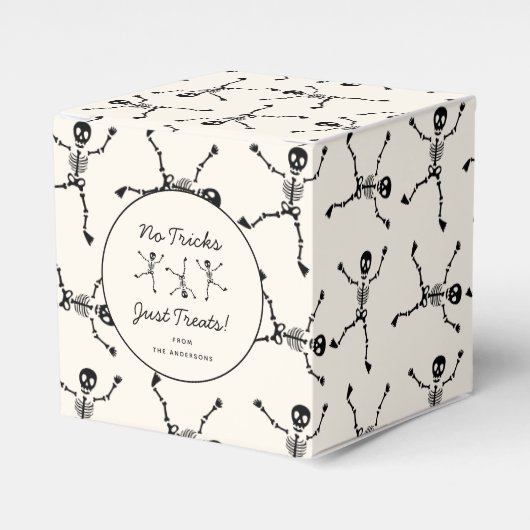 Zwart-wit Hand getrokken Skelet Halloween Bedankdoosjes (Voorkant Zijde)