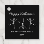 Zwart-wit Hand getrokken Skelet Halloween Bedankjes Labels (Voorkant)