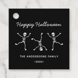 Zwart-wit Hand getrokken Skelet Halloween Bedankjes Labels