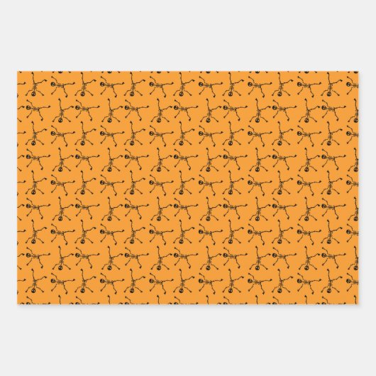 Zwart-wit Hand getrokken Skelet Halloween Inpakpapier Vel (Voorkant 3)