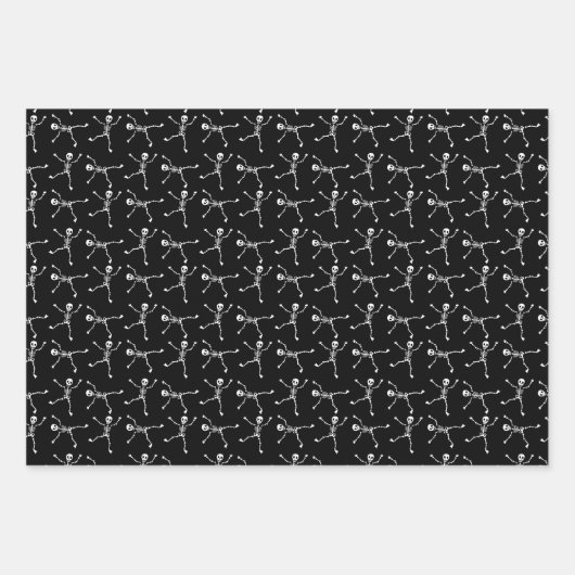 Zwart-wit Hand getrokken Skelet Halloween Inpakpapier Vel (Voorkant)