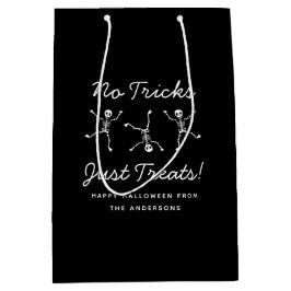 Zwart-wit Hand getrokken Skelet Halloween Medium Cadeauzakje