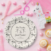 Zwart-wit Hand getrokken Skelet Halloween Papieren Bordje (Feest)