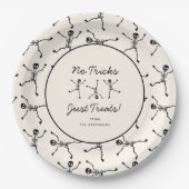 Zwart-wit Hand getrokken Skelet Halloween Papieren Bordje (Voorkant)