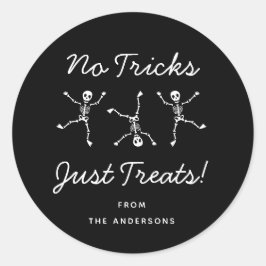 Zwart-wit Hand getrokken Skelet Halloween Ronde Sticker