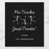 Zwart-wit Hand getrokken Skelet Halloween Wijn Etiket (Enkel label)