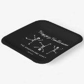 Zwart & Wit Hand getrokken Skelet Happy Halloween Papieren Bordje (Gebogen)