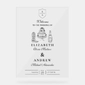 Zwart Wit Hand Getrokken Westerne Doodle Wedding Acryl Bord (Voorkant)