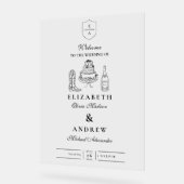 Zwart Wit Hand Getrokken Westerne Doodle Wedding Acryl Bord (Hoek)