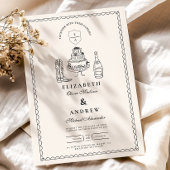 Zwart Wit Hand Getrokken Westerne Doodle Wedding Kaart