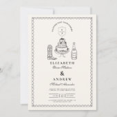 Zwart Wit Hand Getrokken Westerne Doodle Wedding Kaart (Voorkant)