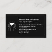 Zwart Wit Hand Hart Minimale Verzorger Visitekaartje (Achterkant)