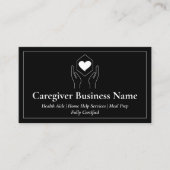 Zwart Wit Hand Hart Minimale Verzorger Visitekaartje (Voorkant)