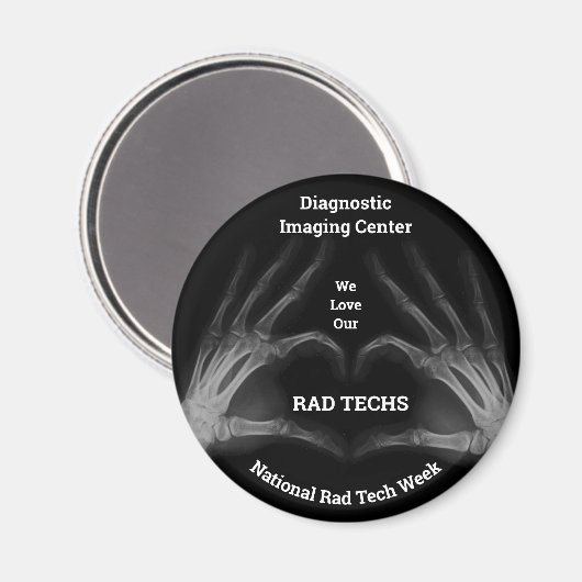 Zwart-wit Hand Xray vormt Hart Magneet (Voorkant / Achterkant)