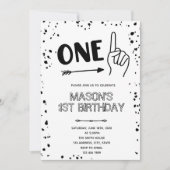 Zwart wit handgebaar 1 Uitnodiging (Voorkant)