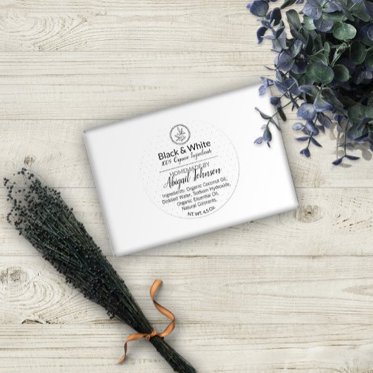 Zwart & Wit Handgemaakt Zelfgemaakt Bad & Body Lab Ronde Sticker